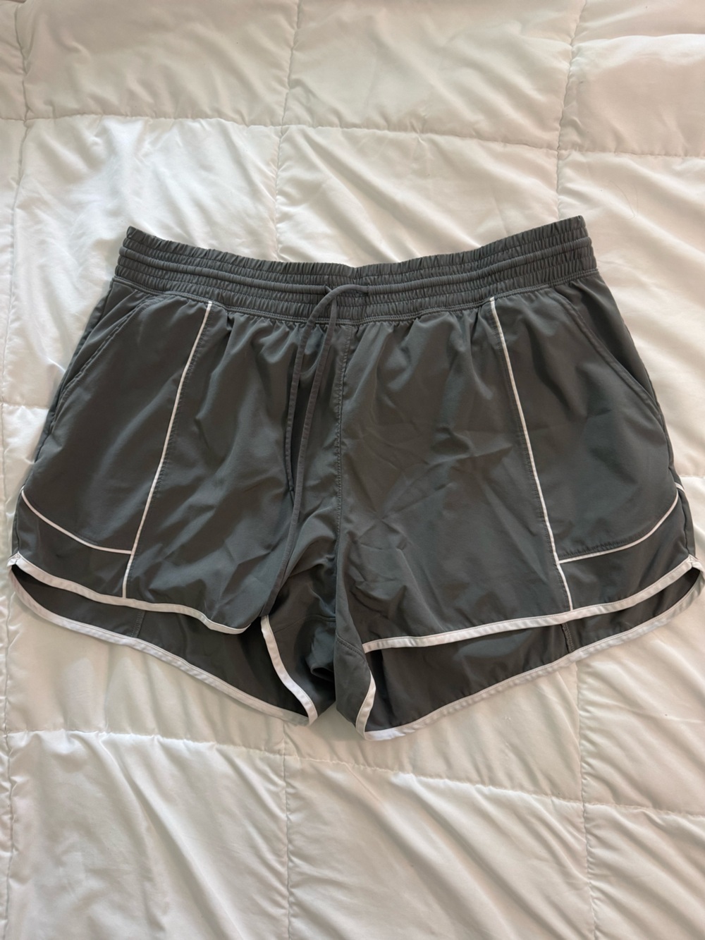 Women's Athletic Running Shorts - Gray with White Trim